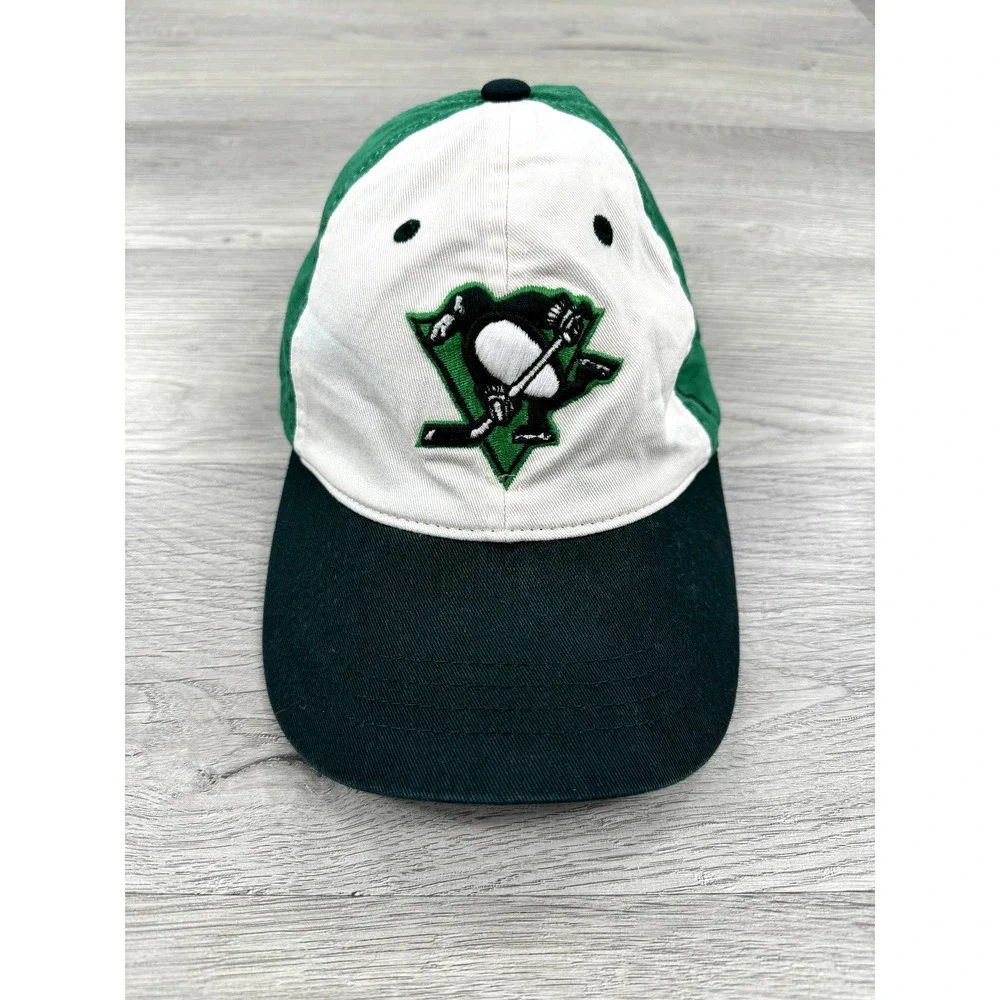 Pittsburgh Penguins Hat Cap Green Adjustable NHL Rare Sample St Patricks Day